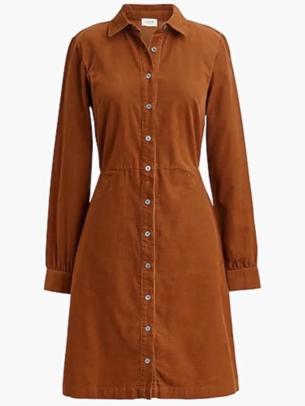 J. CREW Brown Long Sleeve Button-Up Corduroy Mini Dress Fall Size 4